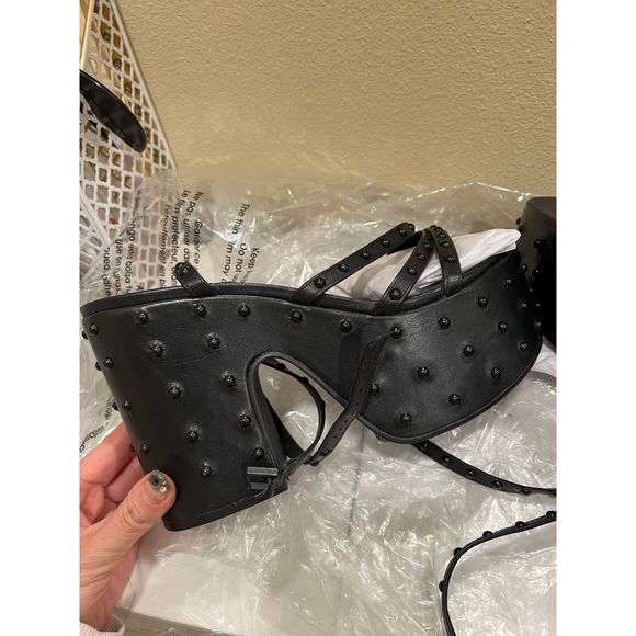 NEW Size 8 Schutz Anne Wedge Platform in Black REVOLVE MSRP $138 - Picture 9 of 10